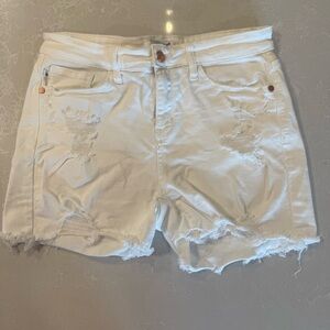 Judy Blue Off-White Distressed Jean Shorts